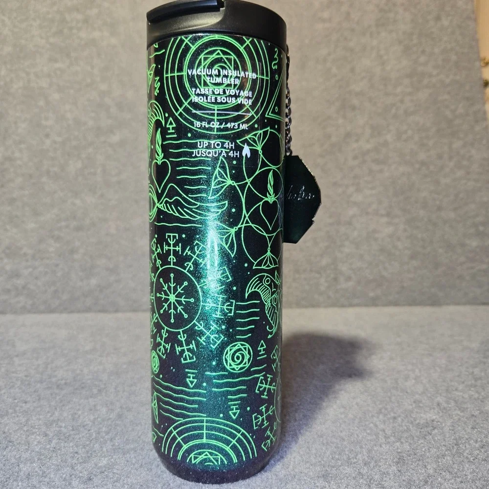 New Starbucks Wicked Elphaba‎ Vacuum Insulated Tumbler 16oz Green Black Glow